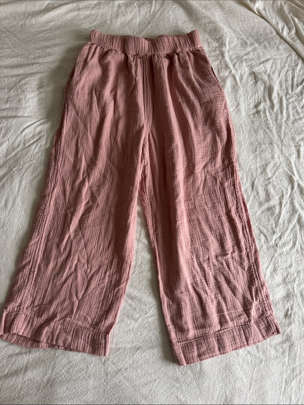 Hanna Andersson Women’s Wide-Leg Gauze Pull-On Pants in Rose Pink